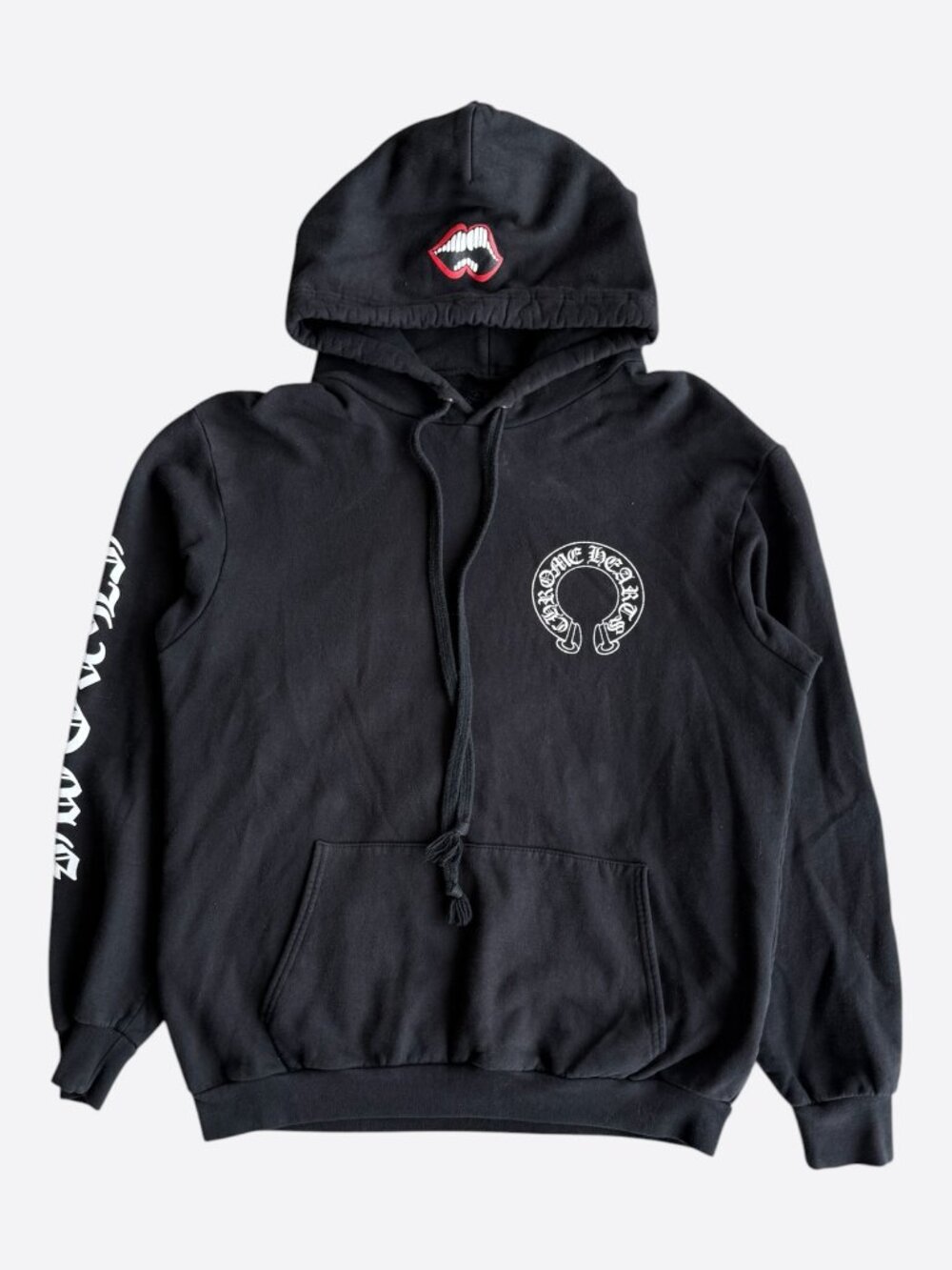 Chrome Hearts Black & White Horseshoe Chomper Logo Hoodie